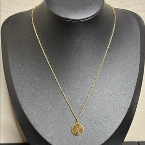 Kate Spade Initial A One In A Million Corcle Dainty Pendant Gold Tome Necklace